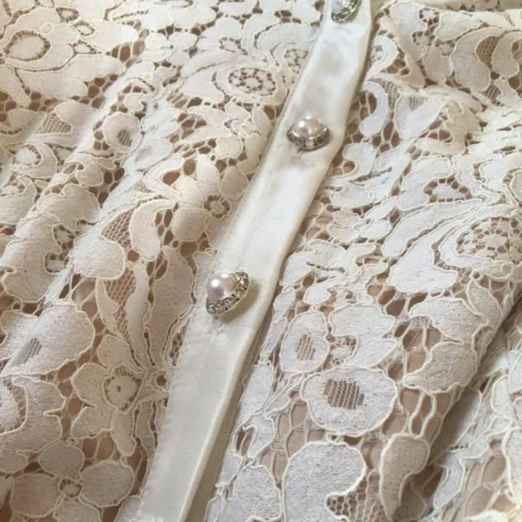 For Nordstrom by Eliza J Cream Lace Dress nude satin lining sz 2 - Picture 13 of 13